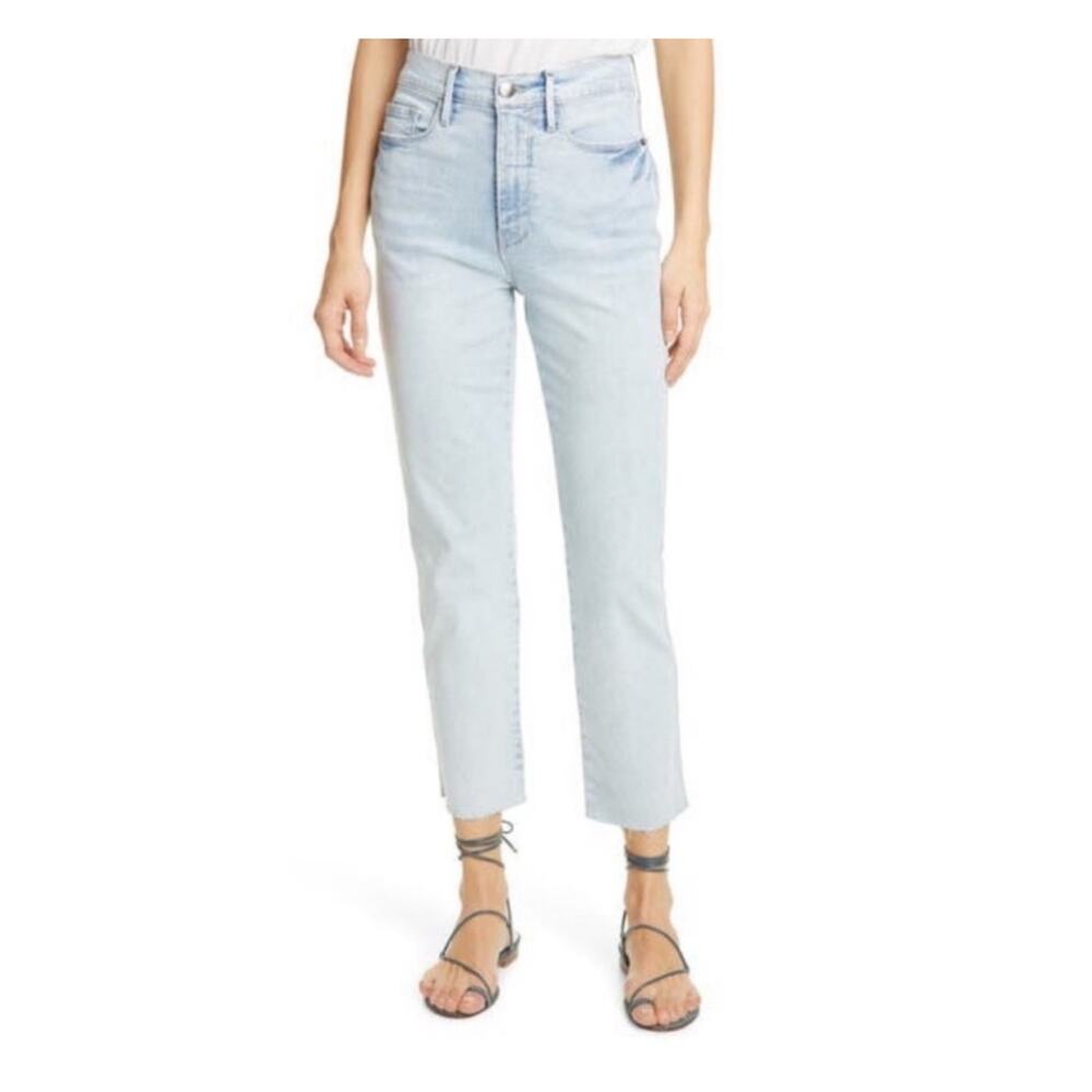 Frame Le Sylvie Slender Straight Leg Stretch Jeans Light Wash Pali 32